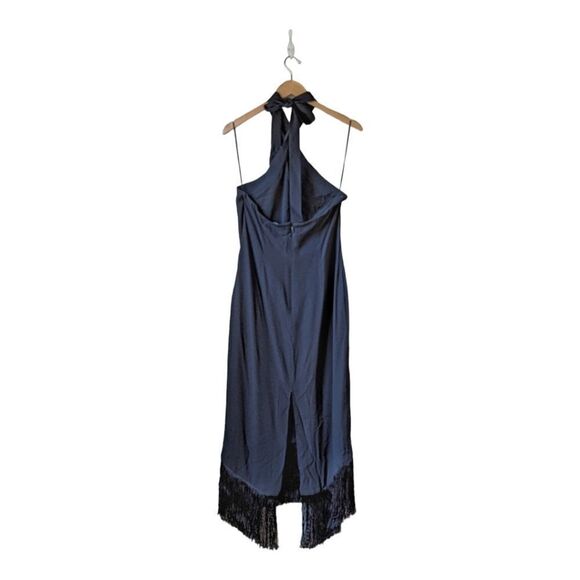 J. Crew Black Crepe Halter Midi Dress | Fringe Hem Cocktail Party Style NWT | 10 - Picture 8 of 15
